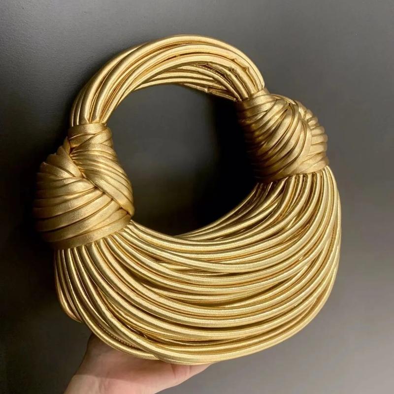 Handbags For Women New Gold Luxury Designer Handwoven Noodle Bags Rope Knotted Pulled Hobo Silver Evening Clutch Chic
