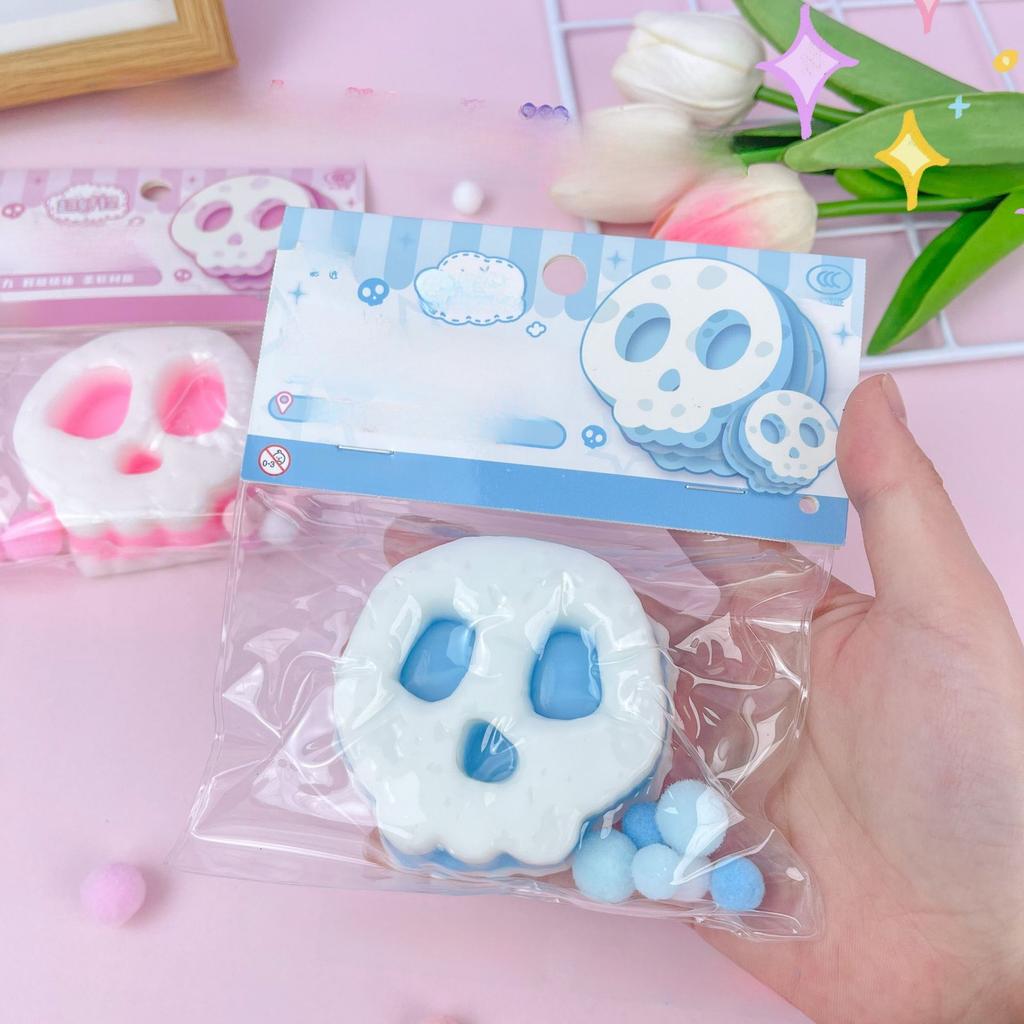Taba Squishy Kawaii Hexoween Gift Funny Cartoon Skull Three Layers Thick Biscuit Fidgeting Kids Toys Adult Funny Holiday Gifts