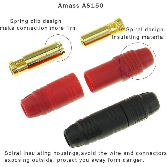 SoloGood 6pairs Amass AS150 Male Female Anti Spark Connector Gold Plated Banana Plug Set for Battery ESC and Charge Lead