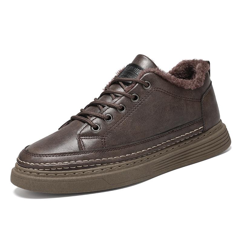 Зимняя мужская обувь, новые бархатные утолщенные туфли, мужская трендовая универсальная обувь для шеф-повара, теплая хлопковая обувь, кожаная обувь, повседневная обувь для серфинга