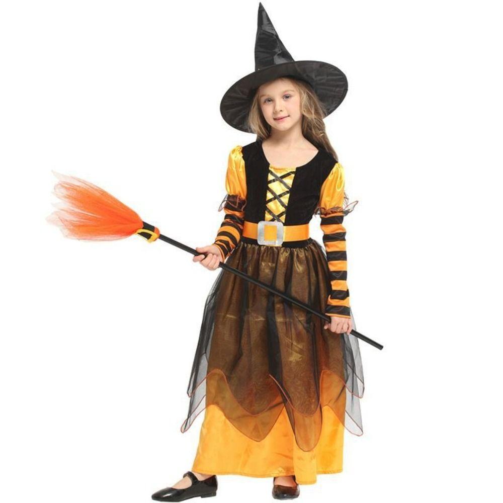 With Hat Witch Costume Dress Deluxe Set Kids Cosplay Dress Deluxe Princess Party Dress For Kids