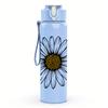 1PC Single White Daisy Flower 750ml Color Plastic Sports Water Bottle Leakproof Flip Straw Lid For Sports Office Home Use