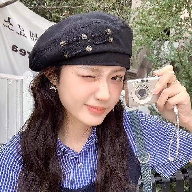 Женский берет из выбеленного денима, новый весенне-летний 2025, ретро, литературный и универсальный, подчеркивающий индивидуальность, шляпа маленького художника