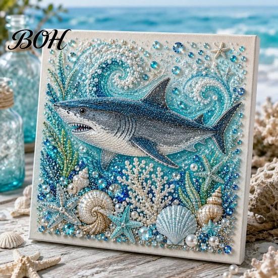 Layered 3D Seashell Crafts Sea Turtle Octopus DIY Pearl Painting Kit, Ocean Theme Diamond Art Stress Relief Projects Kit for Adults Beginner,