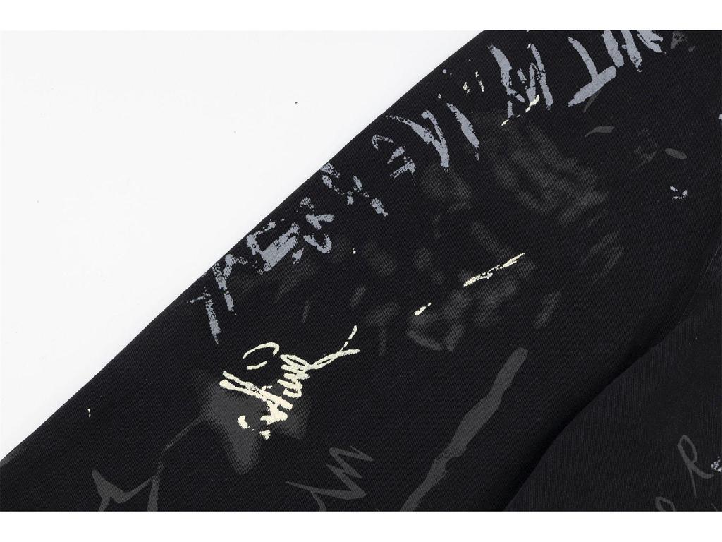 Unisex American Graffiti Print Wide-Leg Jeans - Niche Fashion