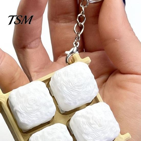 Portable Fidget Keychain Moldy Tofu Keyboard Toy, 3D Printed Tray Finger Desk Toy Clicker, 4-in-1 Push Button Pendant for Stress Relief Anxiety Gadget