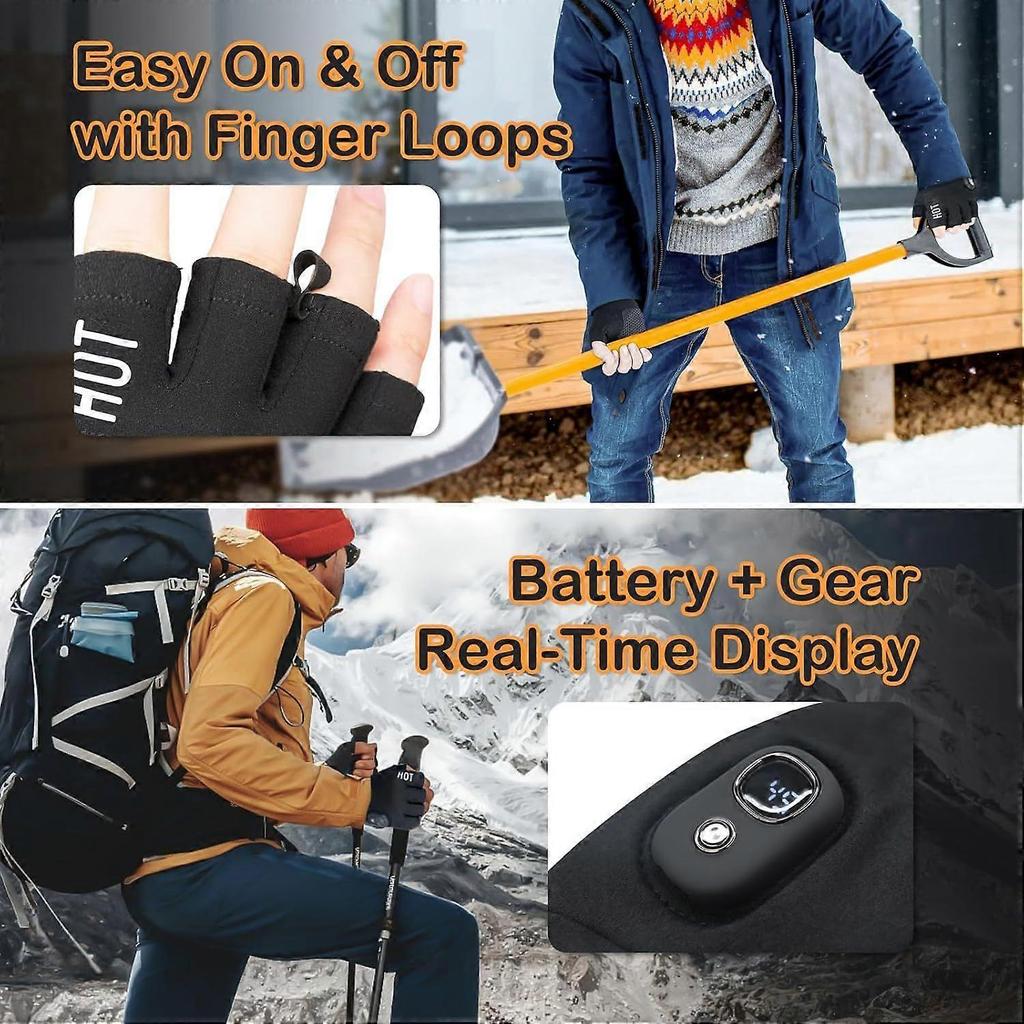 Fingerless Heated Gloves for Men & Women, Rechargeable Electric Touchscreen