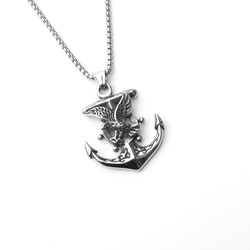 Fashion Titanium Steel Double Snake Pendant Trendy Male Personality Double Snake Wrap Necklace Men