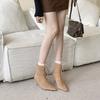 2025 autumn and winter new European and American pointed head thin heel high heel temperament French fashion sexy beautiful suede women's short boots