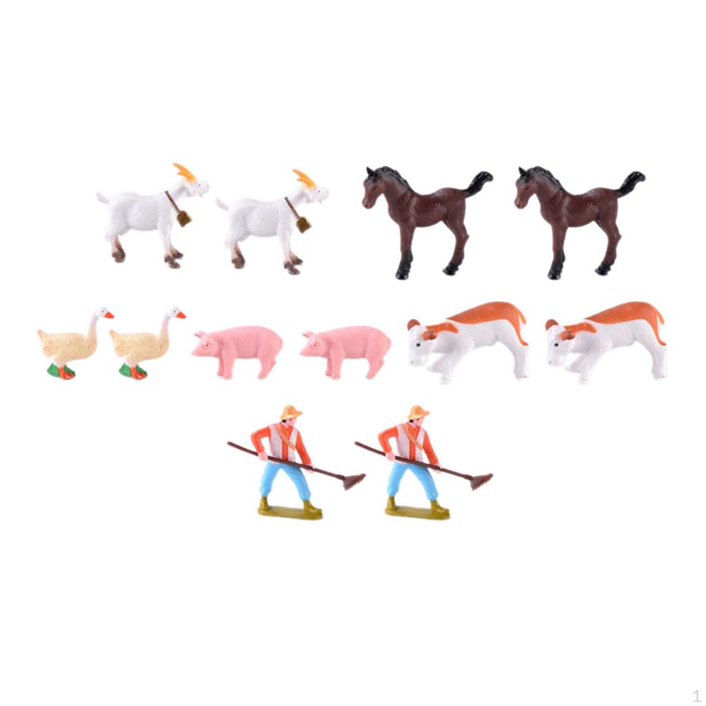 Farm Figures Statues Micro Landscape Fine Craftsmanship Animals Sculptures Table Ornament for Shelf