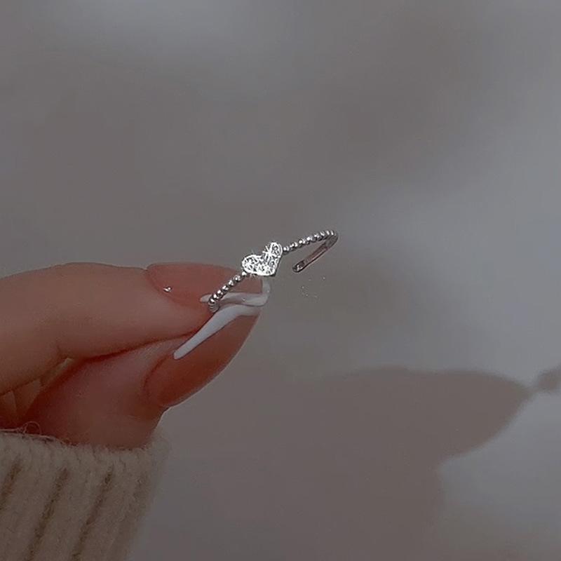 Модное регулируемое кольцо с цирконом в форме сердца, подростковое кольцо любви, женское открытое кольцо на указательный палец, персонализированное для студенток, подруг