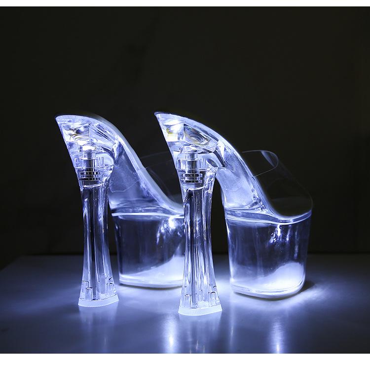 Women's Thick Heel Luminous High Night Club Shoes Sandals Shoes Catwalk Pole Dance Shoes Crystal Sole LFD-10367-Q2