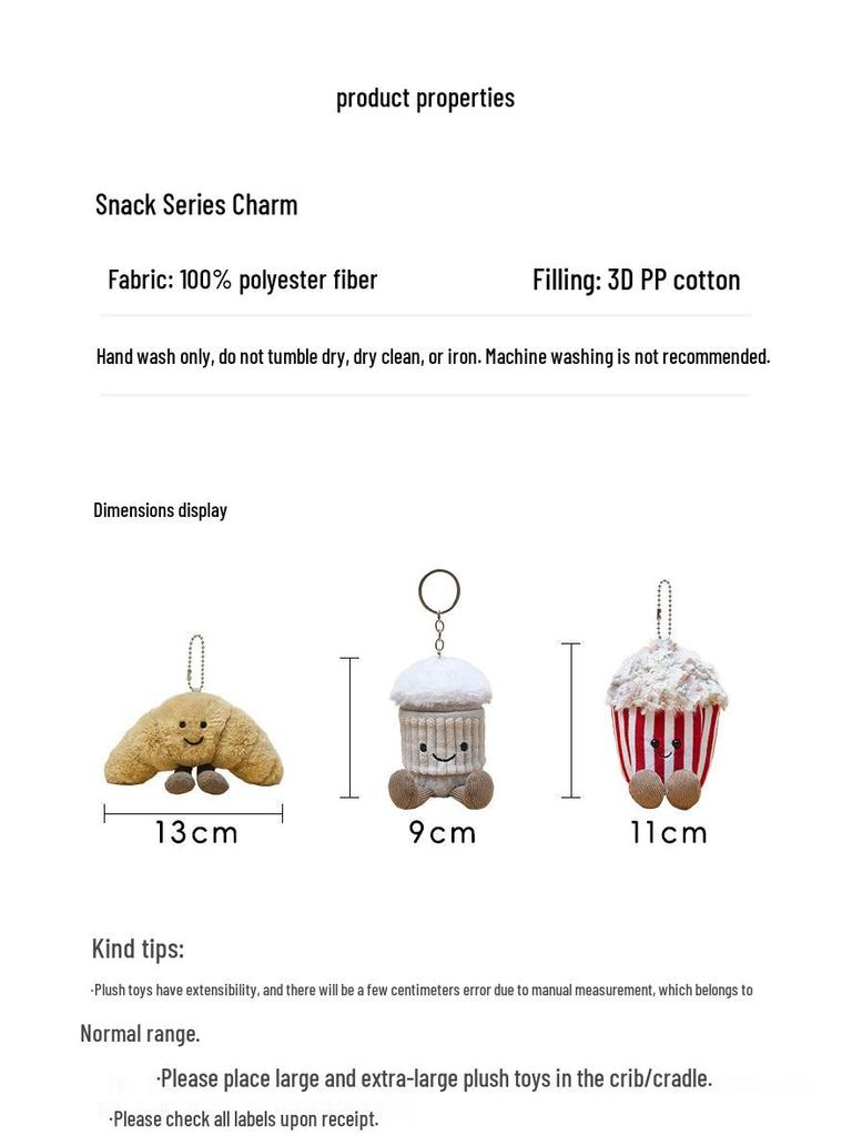 Кружка для латте JC Fun, плюшевая игрушка в виде попкорна для тенниса, круассан, медведь, пингвин, подвеска - детский подарок