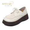 Fashion AIYUQI Loafers Female Genuine Leather Spring 2025 New Platform Ladies Shoes Large Size Lace-up Strap Women's Shoes