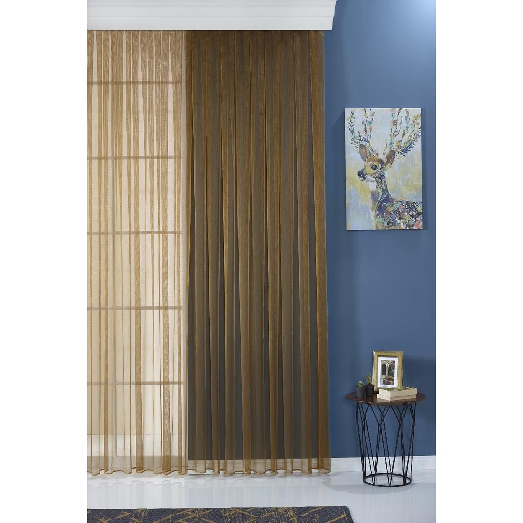 Изумрудно-зеленая зеленая глажка яркая тюлевая занавеска - Olin - без ворса - экстракты усадки