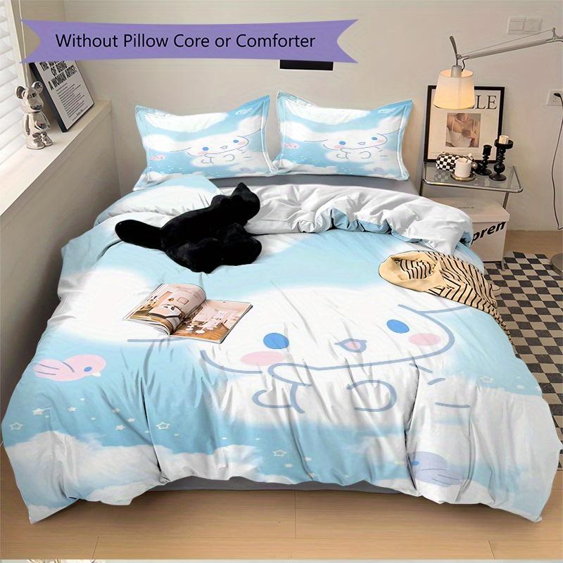 3pcs Love Cinnamoroll Sanrio Print Cover Set Ultra Soft, Breathable, and Comfortable Bedding with Stylish Design for Bedroom and Guest Room Decor