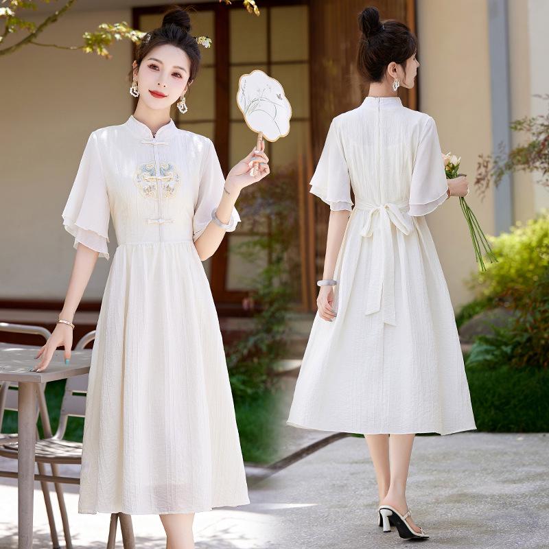 2024 Summer Women's Chinese Embroidery Cheongsam Dress AH2457