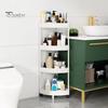 Storage Rack Rolling Cart with Multiple Layers Large Capacity 360-Degree Wheels Design Floor-standing Bathroom Corner Triangle Shelf