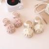 Baby Girls Beach Shoes with Sweet Lace Flowers Toddler Kids Walking Shoes Hollowed-out 2025 Summer New Baby Sandals Cute T-strap