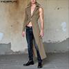 Men Lapel One Sleeve Buttons Up Irregular Gothic Long Cardigan Vest