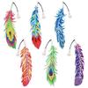 R-SQ201-208 New Arrival 6pcs DIY Feather Diamond Painting Bookmarks Cross Bookmark Made of Durable PVC Material