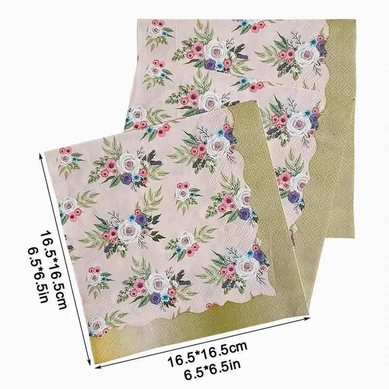 20pcs/Pac 33*33cm 2-Ply Disposable Party Napkin Floral Pattern