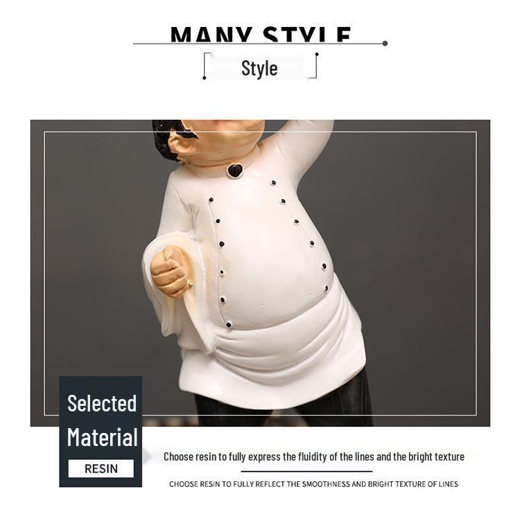 European Chef Figurine - Decorative Ornament for Home, Cafe, Cake Shop, or Living Room
