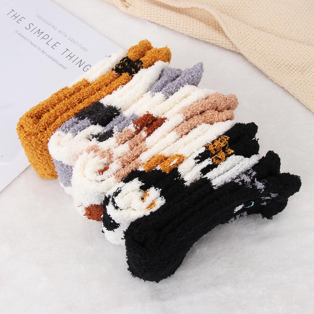 Скейтборд Мягкий Сон Кровать Носок Утолщенные Коралловые бархатные носки Напольные носки Кашемировые носки Узор лапы