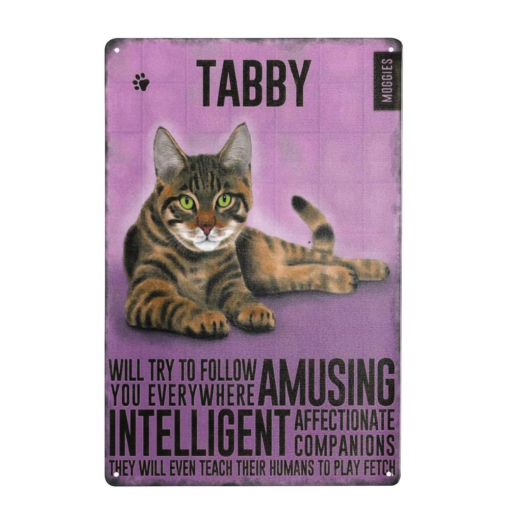 Tabby Kitty,cat Metal Tin Sign Art Poster Cafe Bathroom and Home Retro Iron Painting Wall Decor Retro Bar Pub Farmhouse Diner