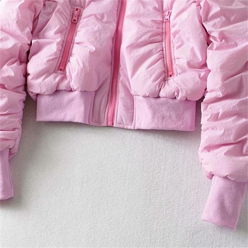 Traf женская модная куртка-бомбер теплое зимнее пальто с карманами на молнии женская куртка парки уличная одежда