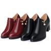 Autumn Women Fashion Anti-slip Platform Pumps Shoes Round Toe Zipper Mid Heels Comfort Soft Bottom Pu Leather Shoes