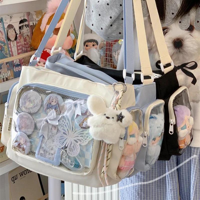Нейлон Эстетичный Прозрачный Дисплей DIY Значки Студенты Субкультура JK Сумки через плечо Наплечные сумки Повседневные Сладкие Девочки Ульцзан Ita сумка