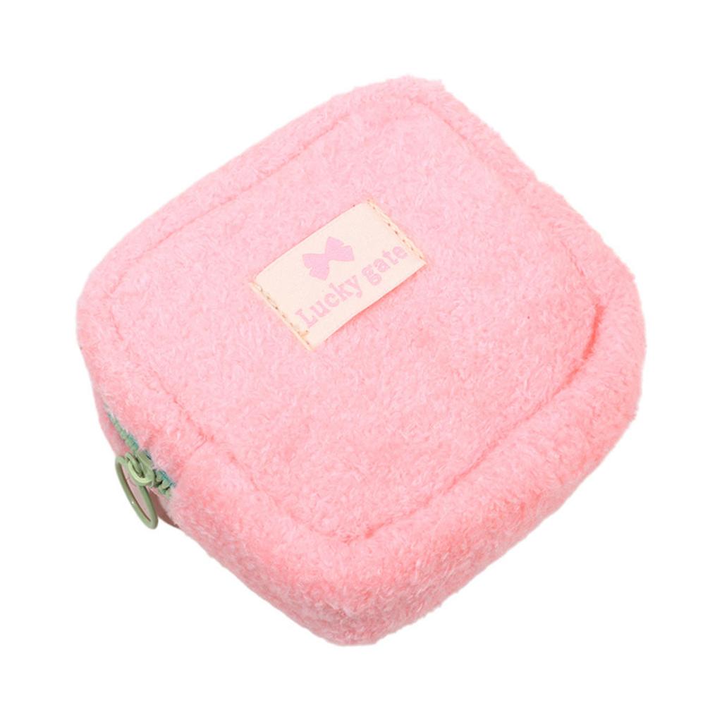 Однотонный плюшевый мини-кошелек для монет, милый кошелек для девочек, косметичка, помада, квадратные сумки-клатчи на молнии, портативный чехол для наушников