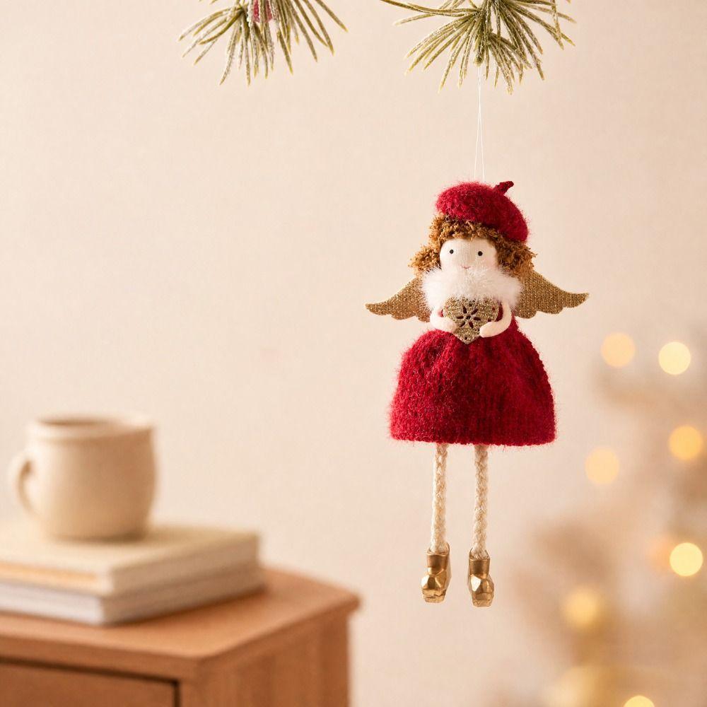 Handmade Christmas Tree Pendant Plush Angel Xmas Plush Decor Christmas Hanging Charm Home Festive