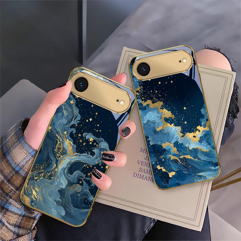 Тихое звездное небо Для IPhone 17 Pro Max 16 17 Pro 15 Pro 14 13 Plus 12 Mini 11 Pro Max XR 16E 17 Air Золотой стеклянный чехол для телефона