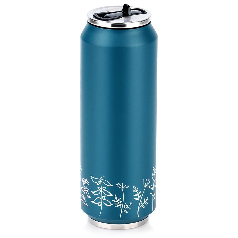 Orion Louka Stainless Steel Vacuum Insulated Can-Shaped Thermal Mug with Plant Motif 700 ml