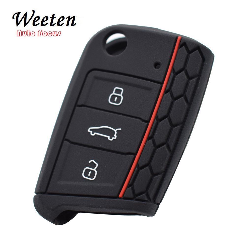 Силиконовый чехол для ключа для VW, Skoda, SEAT - дизайн «DON'T TOUCH MY KEY», черный с красными акцентами