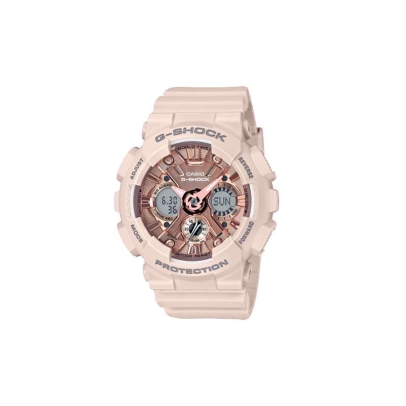 Casio Водонепроницаемость 200 метров, модные, для активного отдыха и спорта, Кварцевые, полимерный ремешок, , одинаковый стиль для мужчин и женщин, черный циферблат GA-100CF-1A9PR+GMA-S120MF-4APR