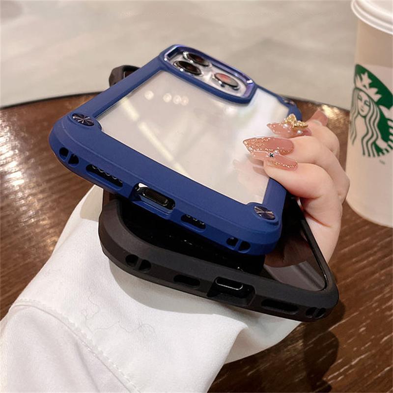 Ударопрочный бронированный чехол TPU для iPhone 15 14 13 12 11 Pro Max 7 8 Plus XS XR X SE прочный бампер гибридный прозрачный жесткий чехол