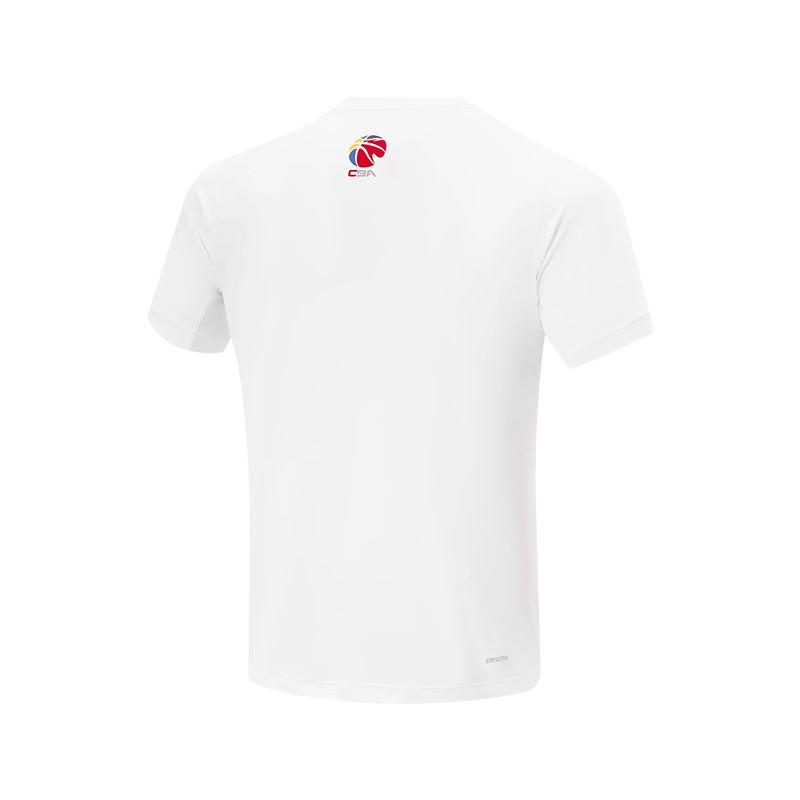 Li Ning Серия CBA Баскетбол 24 Сезон Команда Нинбо Тренировочная Футболка с коротким рукавом и круглым вырезом с принтом букв Мужские топы Белый ATSU951-1