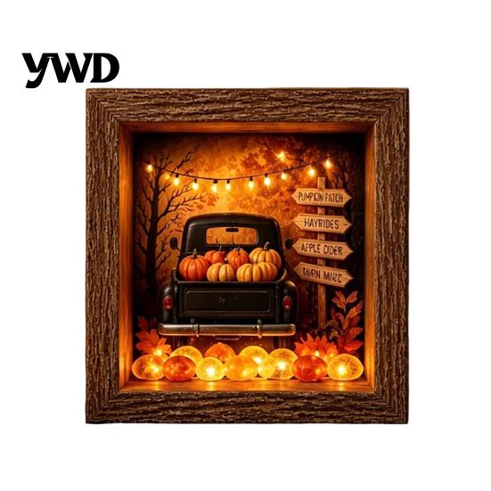 Gothic Bedroom Decor DIY Lighted Halloween Ghost Shadow Box Kit, Wooden Frame LED Warm Light, Style Interior Lighting Memory with Crystal Glass Panel,