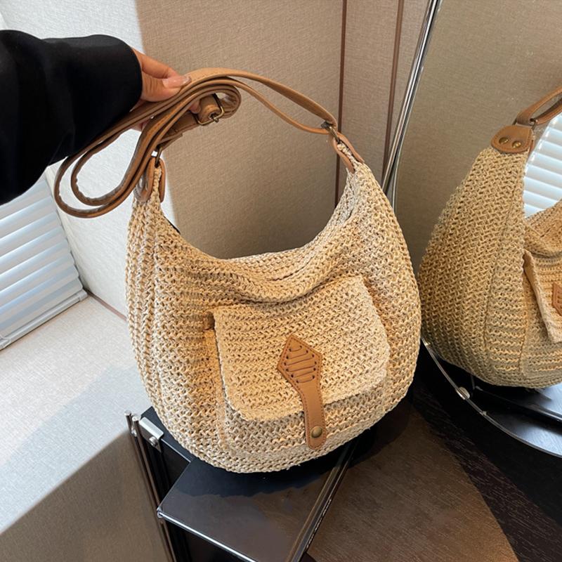 Yogodlns Fashion Summer Straw Crossbody Bag Women Beach Holiday Shopping Woven Shoulder Handbag Messenger Purses Bags