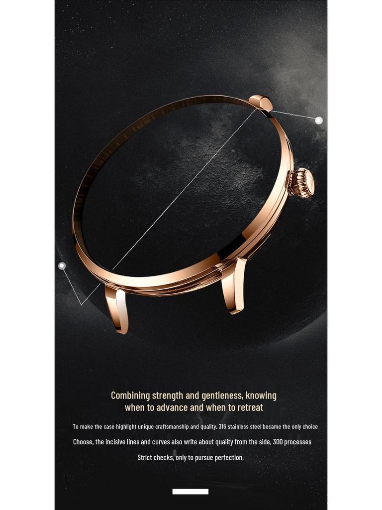 Solon Ультратонкие Автоматические Мужские Водонепроницаемые Часы с Кожаным Ремешком - Простые и Стильные.