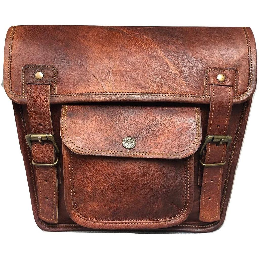 Saddlebags Motorcycle Distressed Leather 1 Side Pouch Saddle Panniers Bags