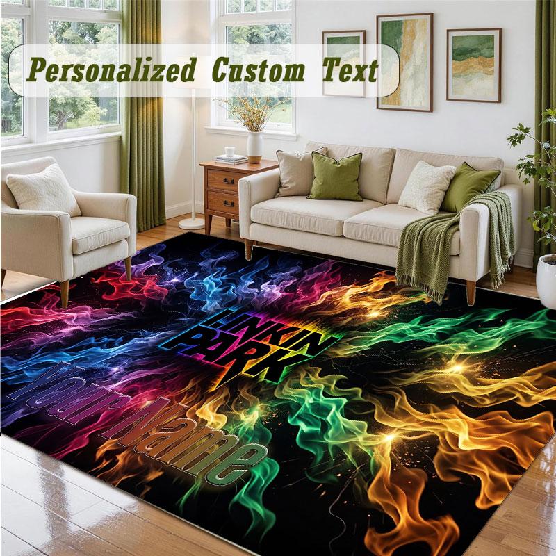 Crystal Velvet Square Rug Custom NameLinkin Park Pattern Non Slip Home Floor Decor Rug