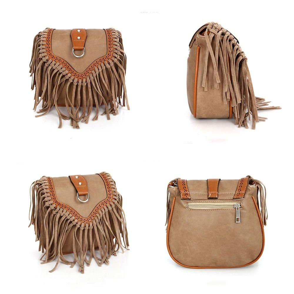 Модная ПУ сумка с бахромой через плечо, ретро кисточка, сумка кроссбоди, женские сумки-мессенджеры