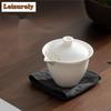 160ml Dehua Sheep Fat Jade White Porcelain Gaiwan Hand Grasp Tea Tureen Tea Maker Infusers Cover Bowl Tea Services Decoration