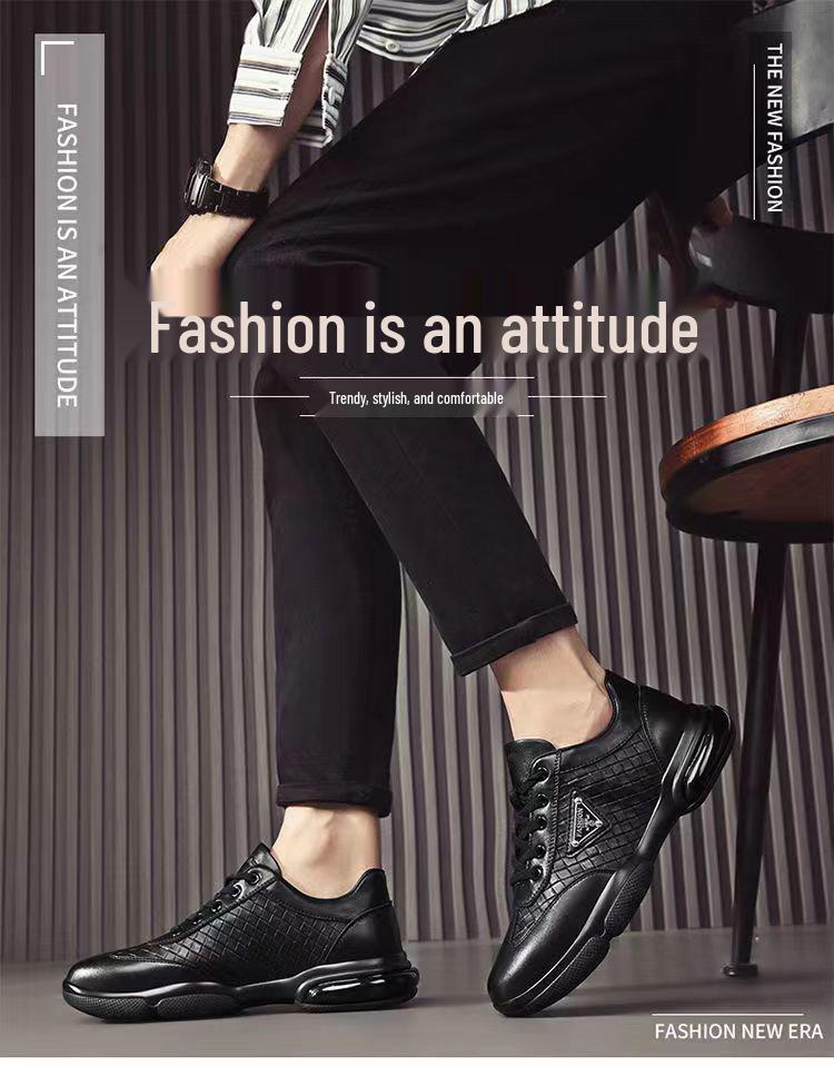 Мужские ветрозащитные водонепроницаемые кожаные туфли: Осень Зима Толстая Подошва, Удобные, Повседневные, Корейский Стиль Тренд