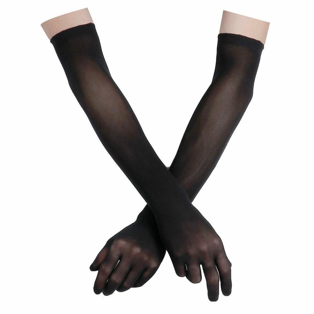 Opera Prom Full Finger Transparent Gloves Long Sheer Seamless Mitten Finger Pantyhose Gloves