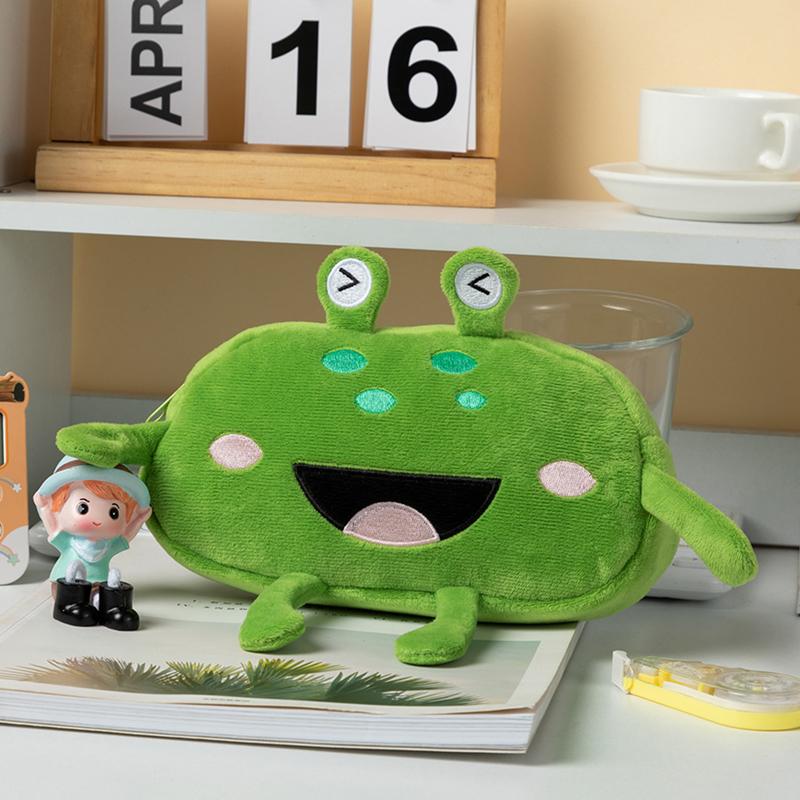 1 шт. настольный органайзер большой рот лягушка ручка сумка большой емкости косметичка пеналы плюшевые молнии канцелярский мешок для школы и офиса